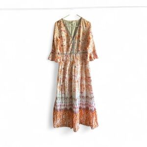 Emporio Sirenuse Bella Magic Mushroom print maxi dress SZ 44 bohemian Italian